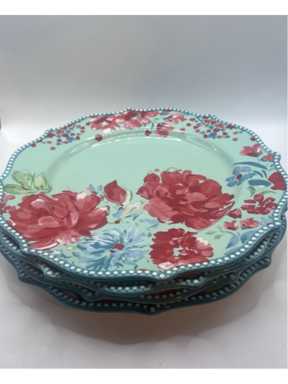 Set of (4) Pioneer Woman Gorgeous Garden Stoneware Dinner Plates 10 3/4”